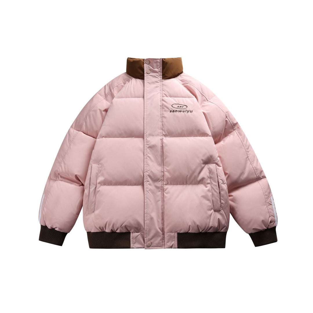 Unisex Short-cut padded bomber jacket with high stand-up collar and contrasting ribbed hems Mune Fashion