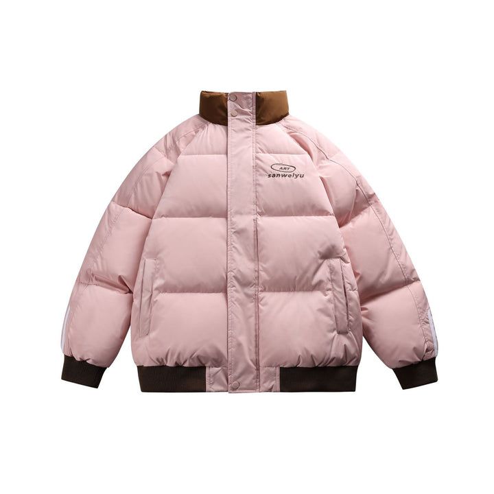 Unisex Short-cut padded bomber jacket with high stand-up collar and contrasting ribbed hems Mune Fashion