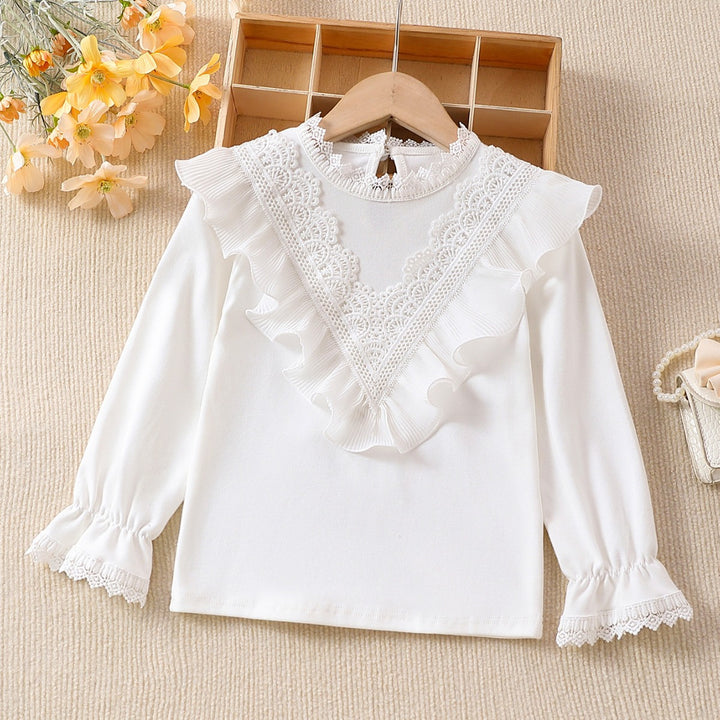 Girls ruffled blouse with romantic lace trim Mune Fashion