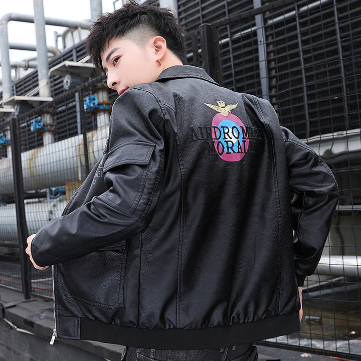 Men's aviator bomber jacket in military style with large back patch and arm pocket Mune Fashion