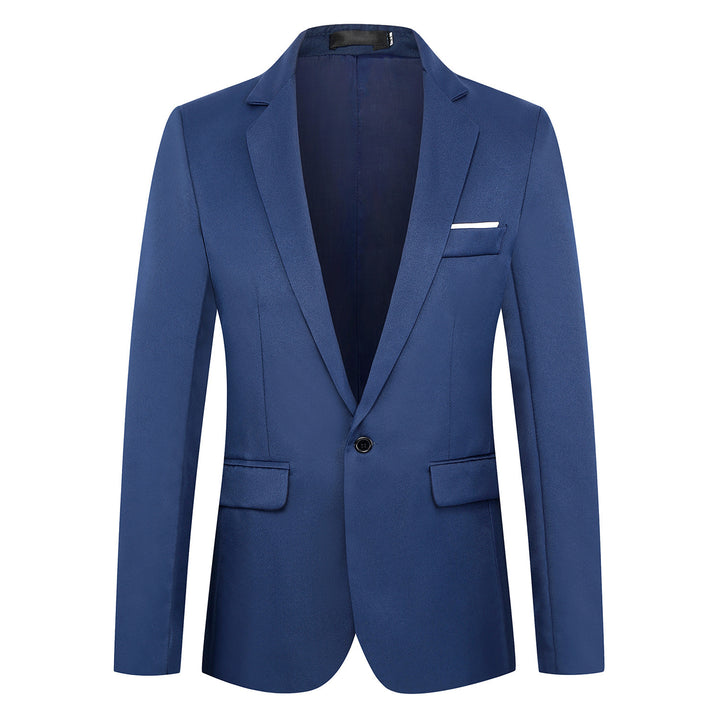 Men's fitted satin blazer with slim silhouette, notch lapel and decorative chest piping Mune Fashion