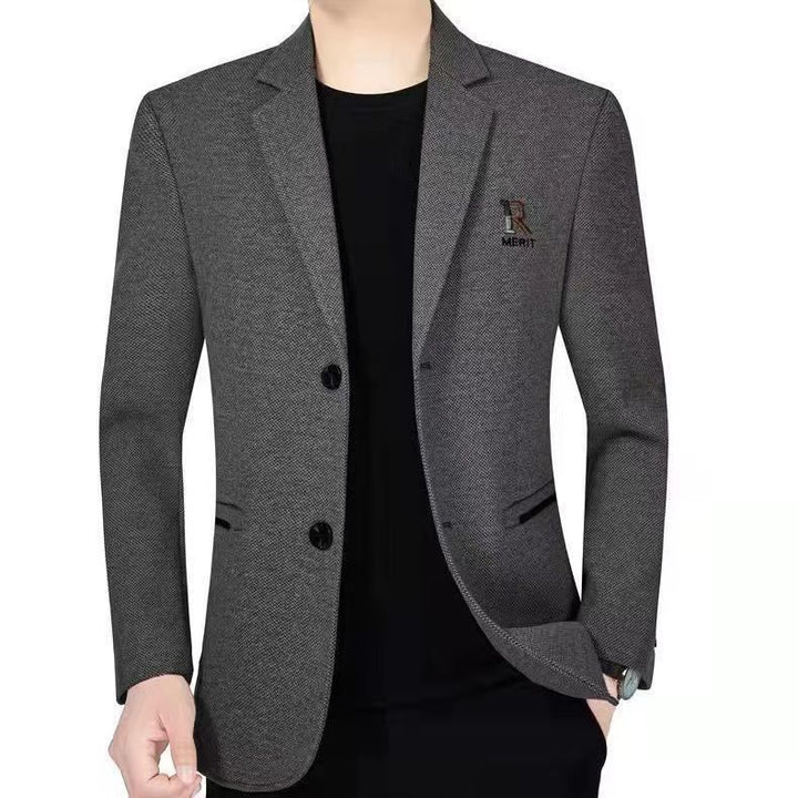 Men's Slim-Fit Blazer with fine Herringbone texture and Two-Button closure Mune Fashion