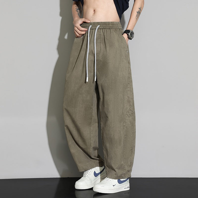 Men's loose casual harem pants with drawstring and elastic hem Mune Fashion