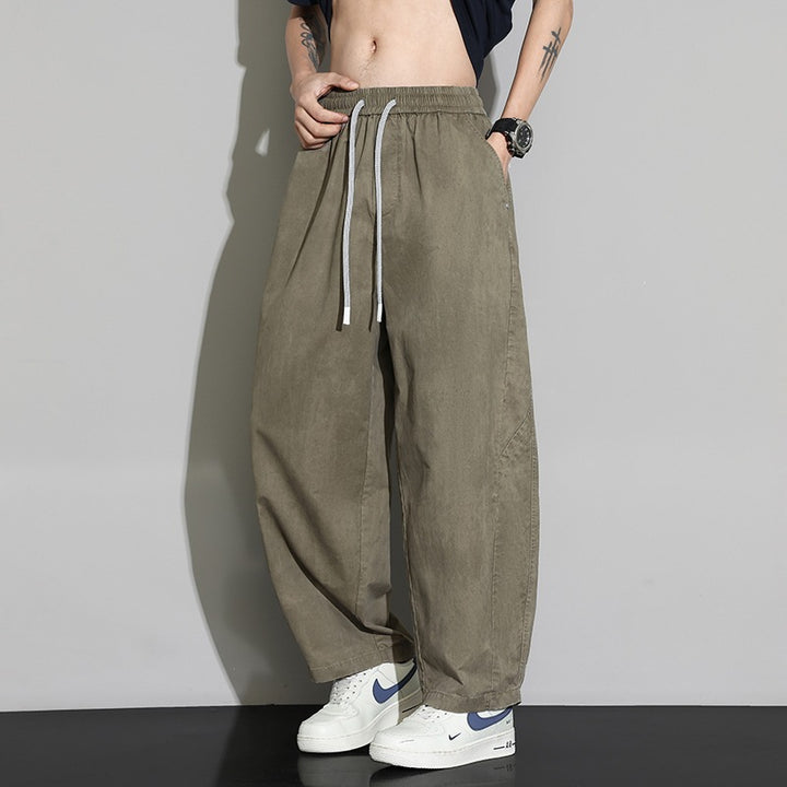 Men's loose casual harem pants with drawstring and elastic hem Mune Fashion