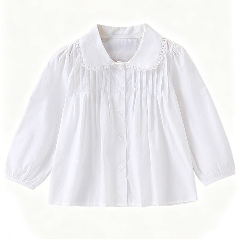 Girl's blouse with ruffle details and elegant collar Mune Fashion