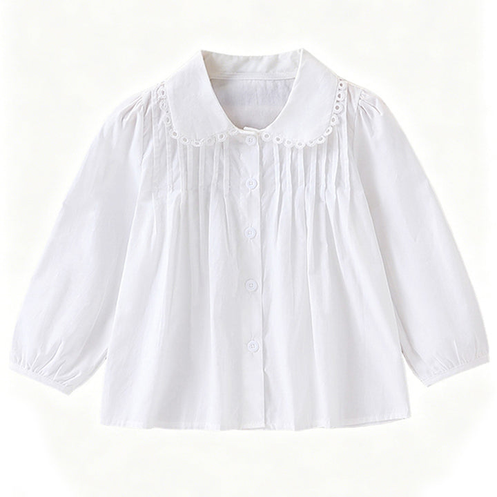 Girl's blouse with ruffle details and elegant collar Mune Fashion