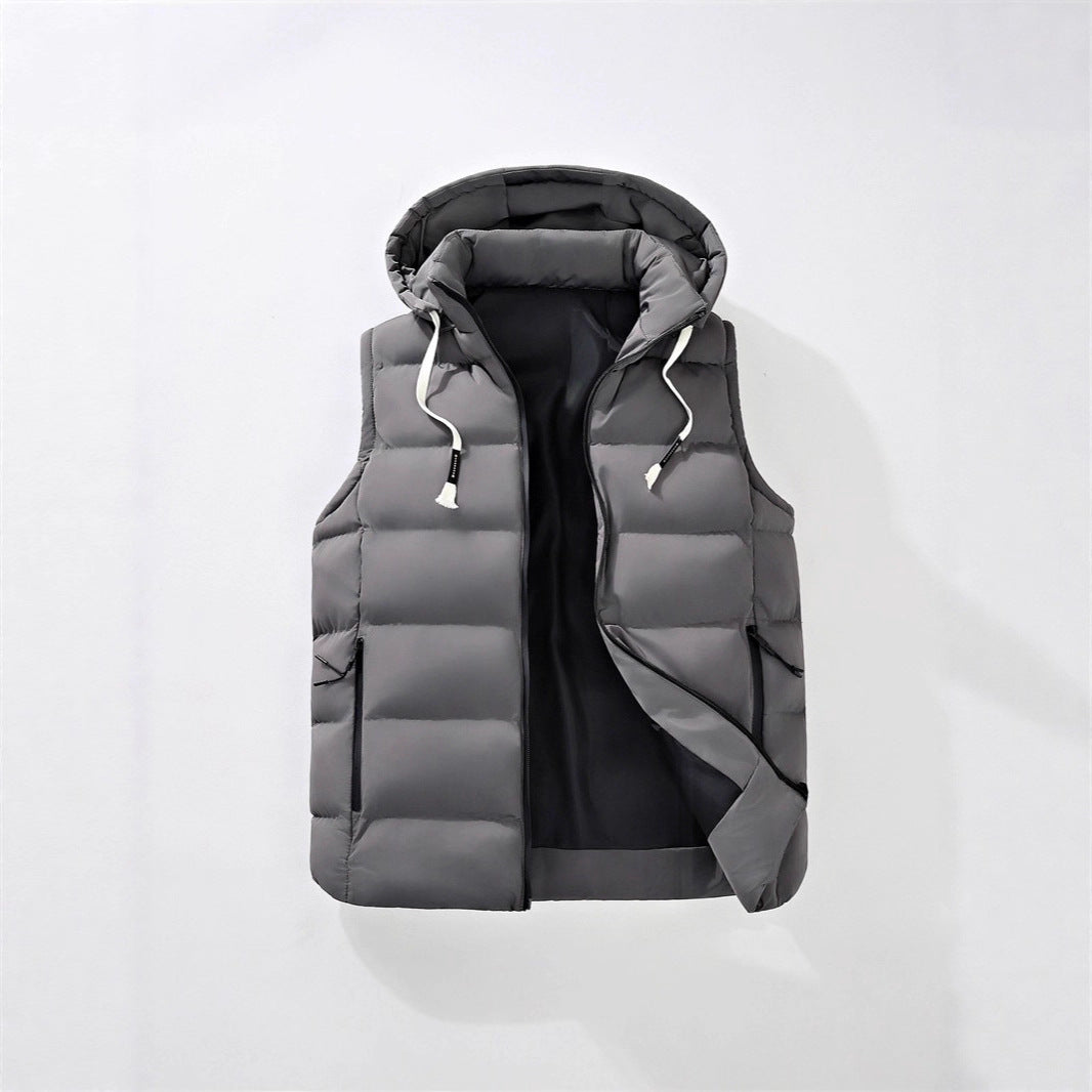 Men's quilted vest with hood, wind-resistant microfiber shell and lightweight thermal insulation Mune Fashion