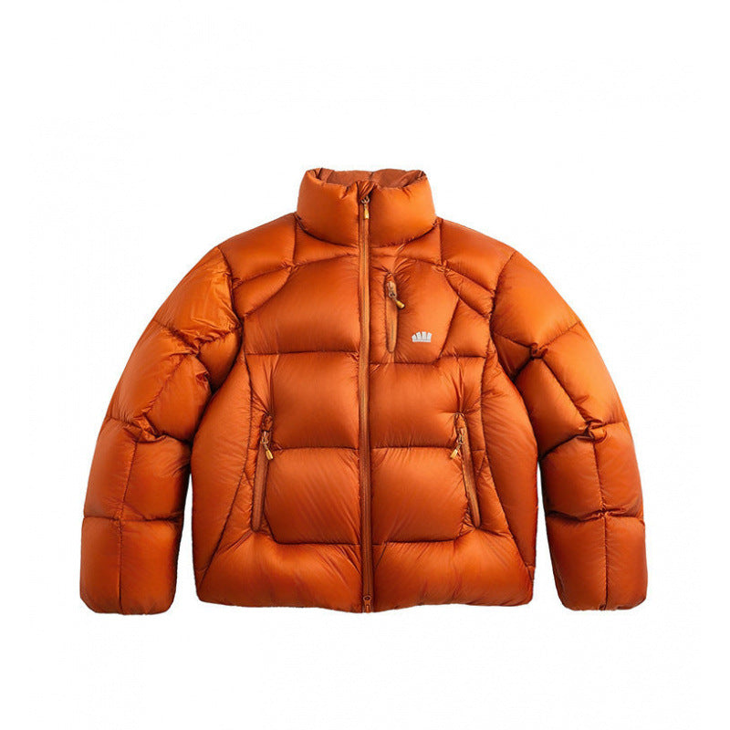 Unisex Short Cut Quilted Down Look Jacket with Stand-Up Collar and Zipper Pockets Mune Fashion