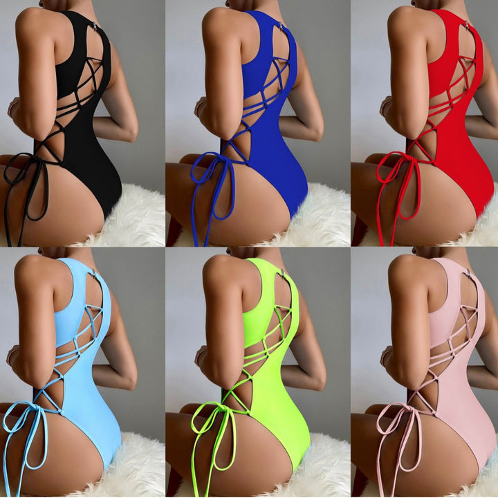 Women's High-Cut Swimsuit with Refined Lacing Design Mune Fashion