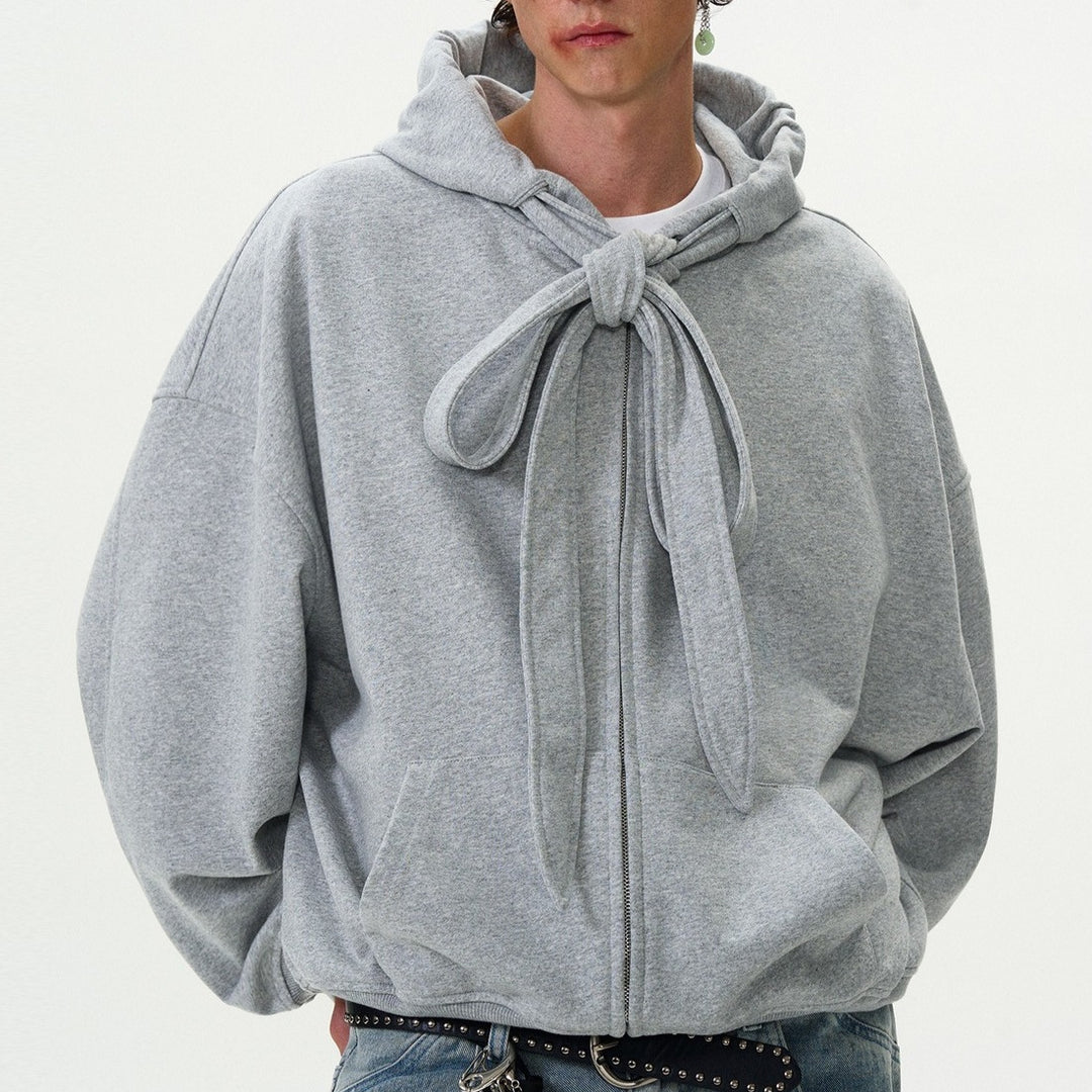 Women's Fashion Hoodie Jacket with Bow Detail