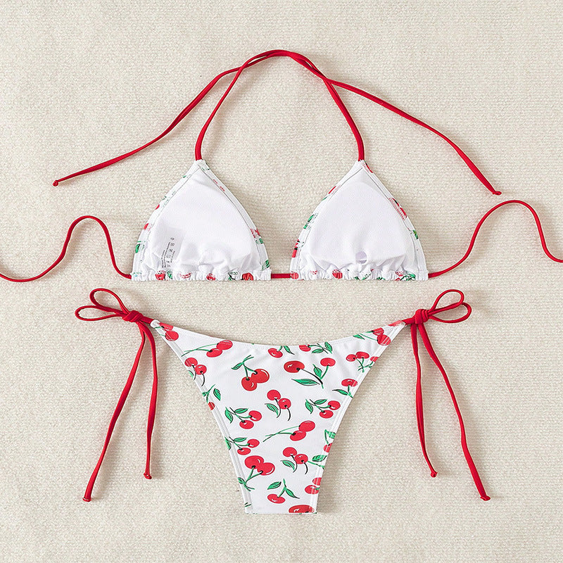 Ladies Triangle Bikini with cheerful cherry motif Mune Fashion