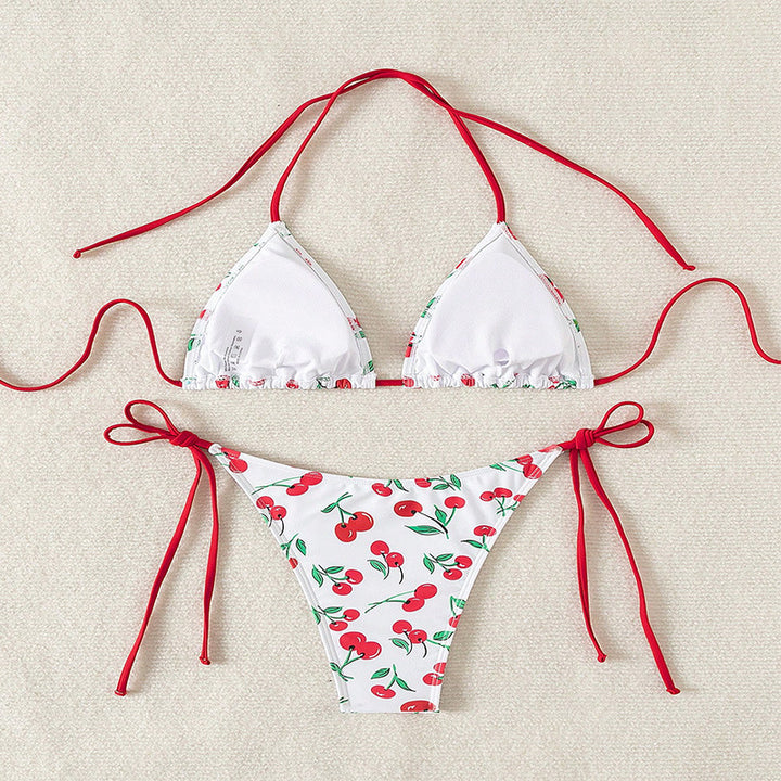 Ladies Triangle Bikini with cheerful cherry motif Mune Fashion