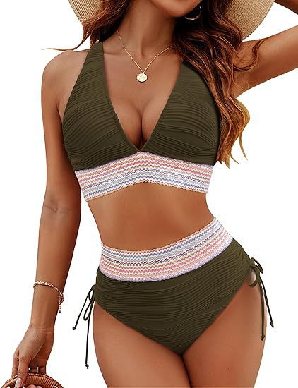 Women's bikini set with adjustable waistband and sporty V-neck Mune Fashion