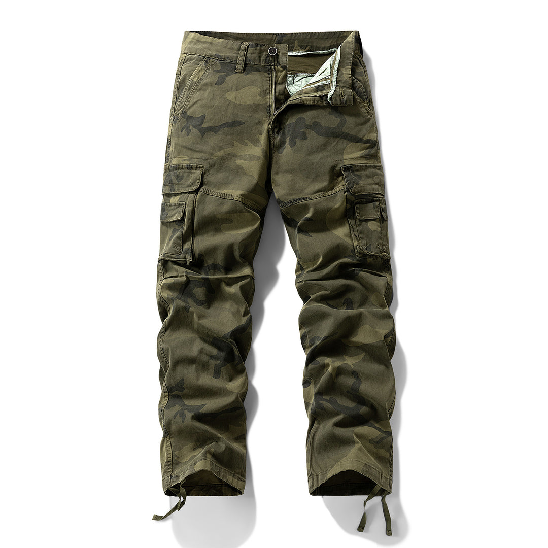 Herren Cargo-Hose mit Camouflage-Muster, Relaxed-Fit, Mehrfach-Taschen und Kordelzug am Saum Mune Fashion