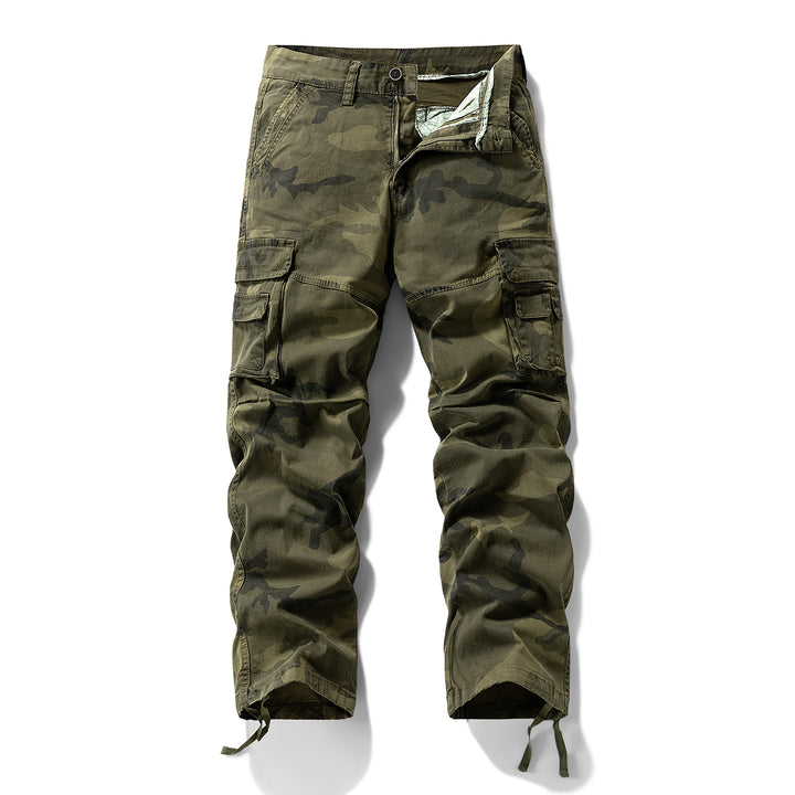 Herren Cargo-Hose mit Camouflage-Muster, Relaxed-Fit, Mehrfach-Taschen und Kordelzug am Saum Mune Fashion