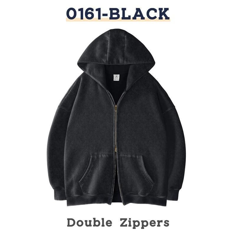 Unisex Oversized Hoodie Jacket with Double Zipper and Kangaroo Pockets Mune Fashion