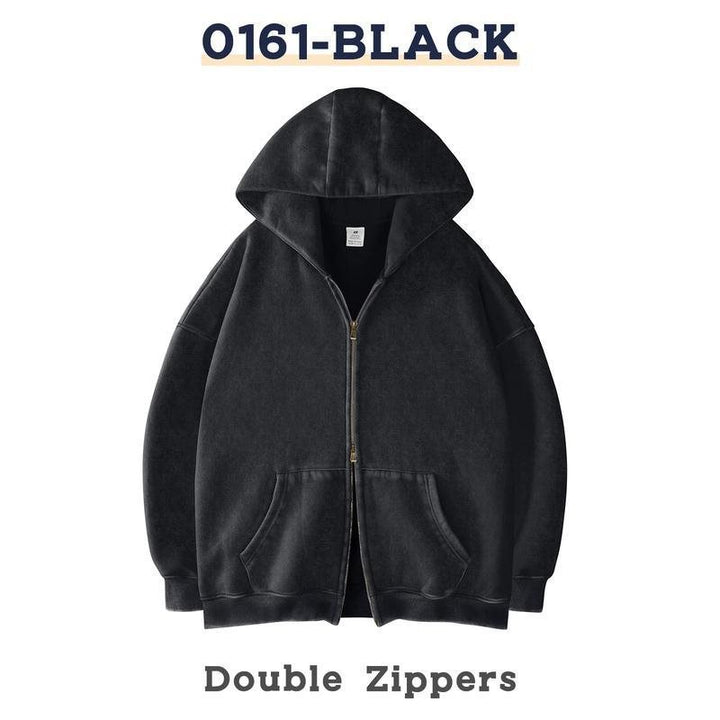 Unisex Oversized Hoodie Jacket with Double Zipper and Kangaroo Pockets Mune Fashion