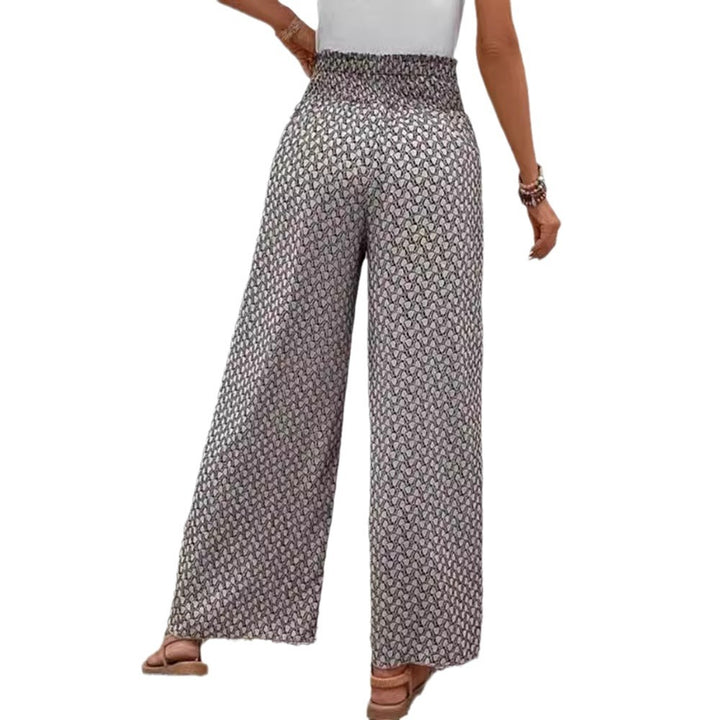 Women's loose summer pants with smocked elastic waistband and palazzo silhouette Mune Fashion