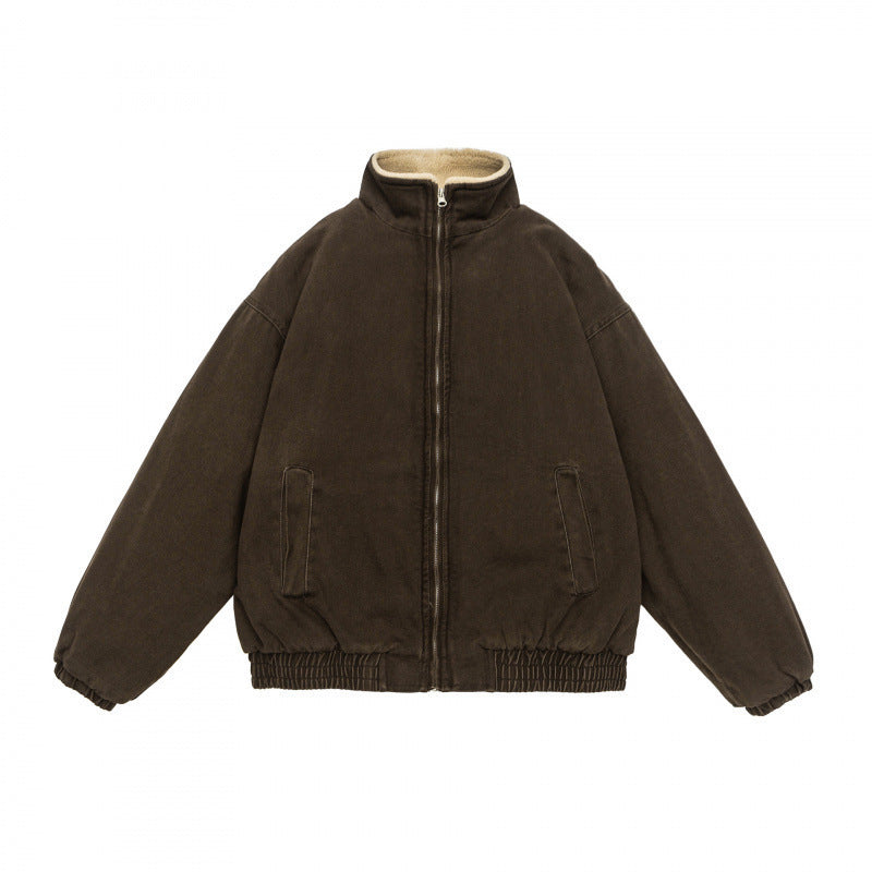 Men's padded wide cut winter jacket with sherpa lining and stand-up collar Mune Fashion