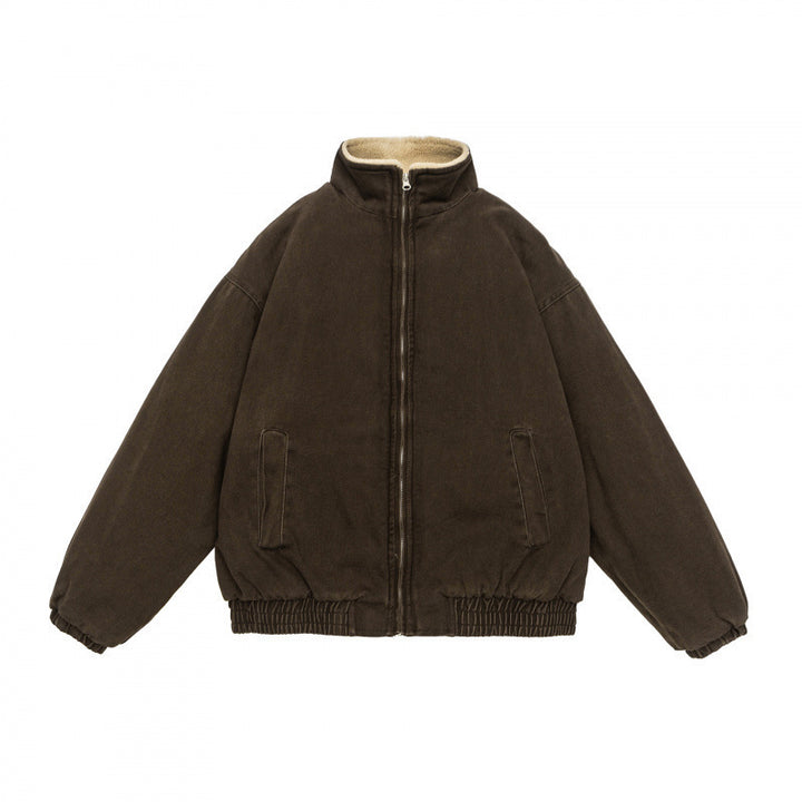 Men's padded wide cut winter jacket with sherpa lining and stand-up collar Mune Fashion