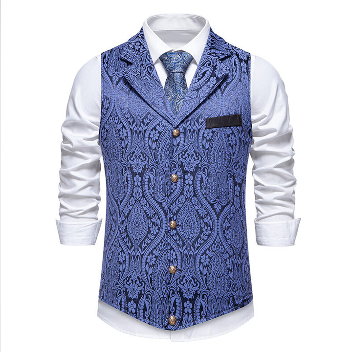 Men's Paisley Jacquard Waistcoat with Shawl Collar, Tailored Fit and Decorative Buttons Mune Fashion