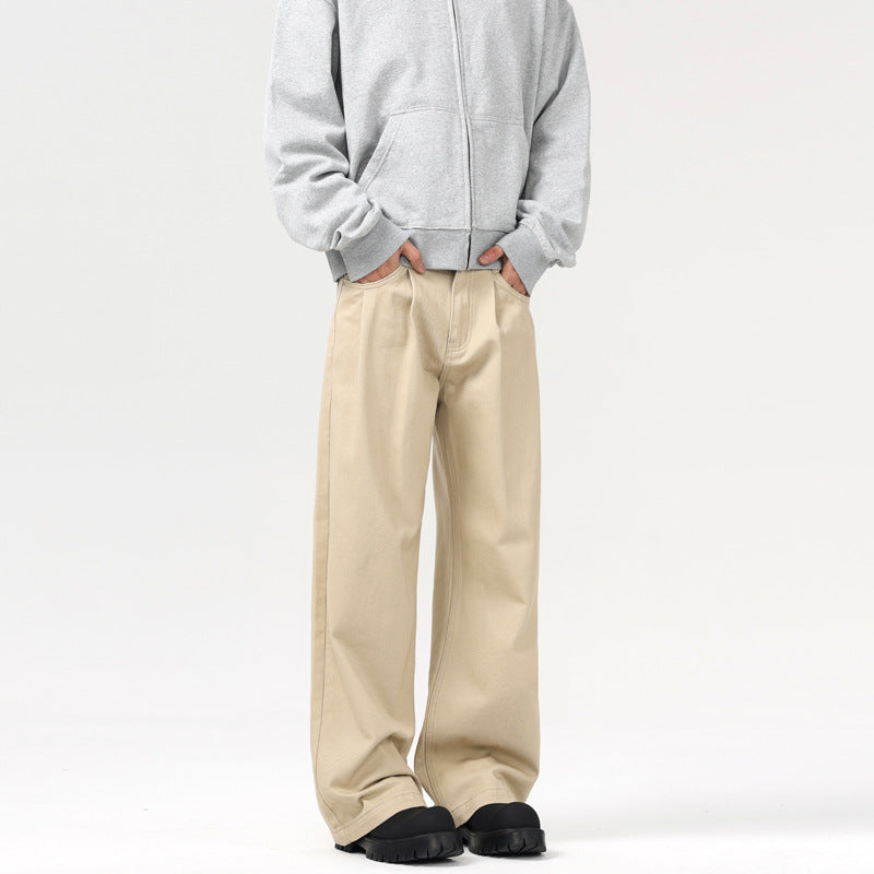 Men's Baggy Twill Pants with Low Crotch and Flowing Oversized Silhouette Mune Fashion