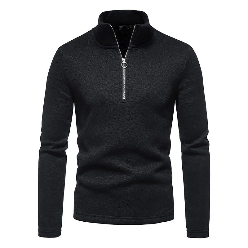 Men's fine knit troyer with short zip, stand-up collar and mottled structure Mune Fashion