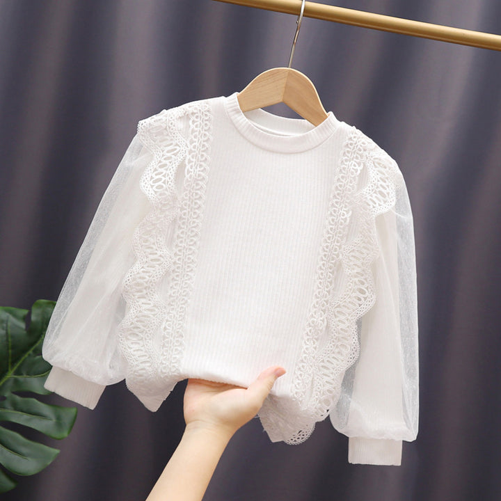 Girls sweatshirt with romantic ruffled sleeves Mune Fashion