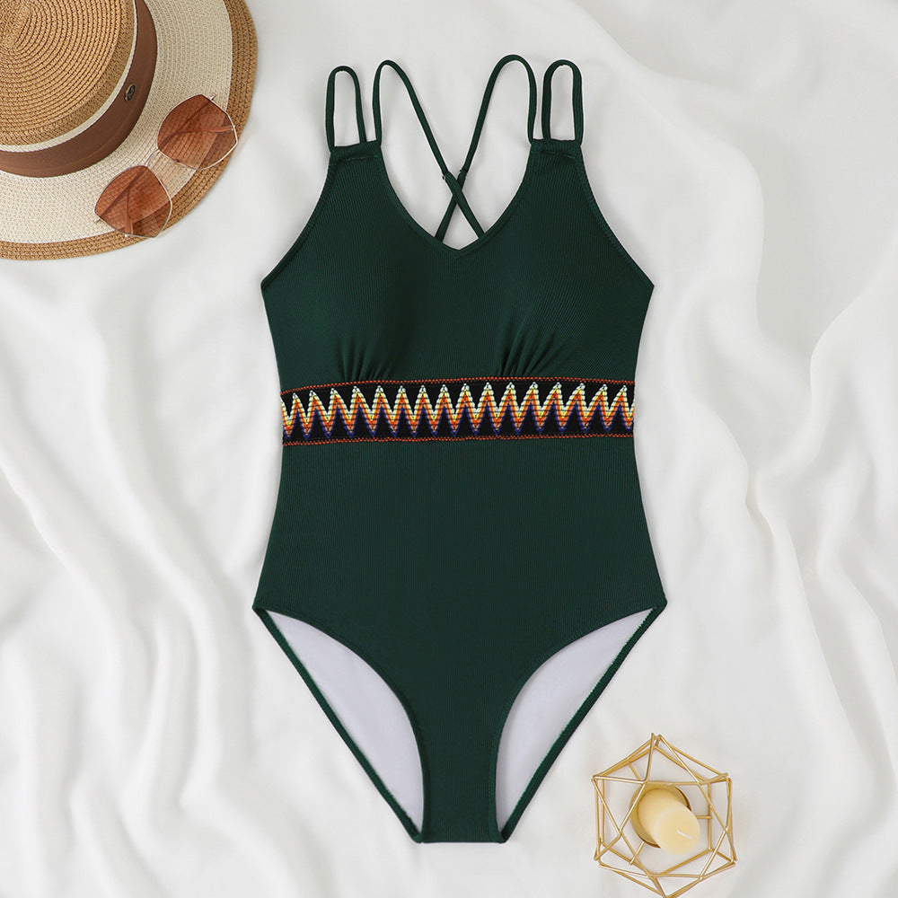 Ladies one-piece swimsuit with decorative fabric Mune Fashion