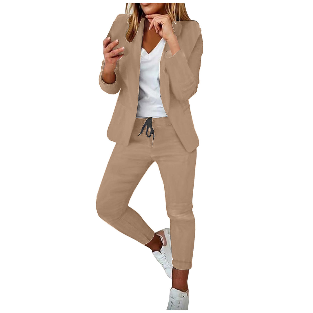 Women's casual suit set with jogger pants, drawstring, and tailored blazer Mune Fashion