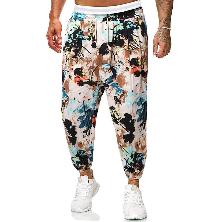 Men's Patterned Relaxed-Fit Jogging Pants with Drawstring, Elastic Waistband and Cuff Mune Fashion