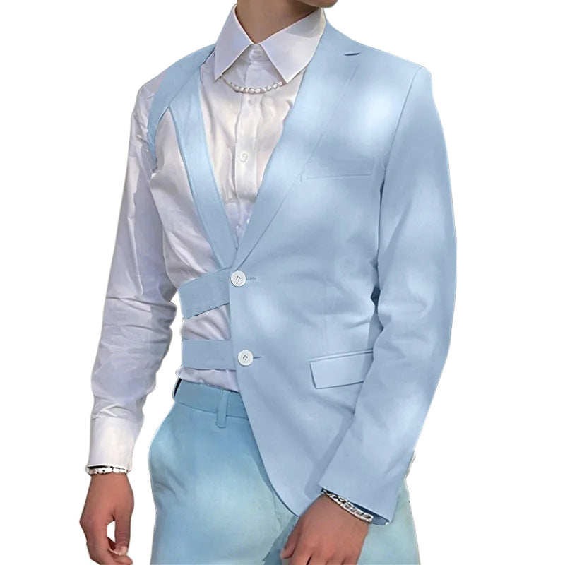 Women's nan asymmetrical blazer with strap details and lapel collar Mune Fashion