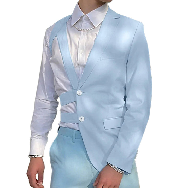 Women's nan asymmetrical blazer with strap details and lapel collar Mune Fashion