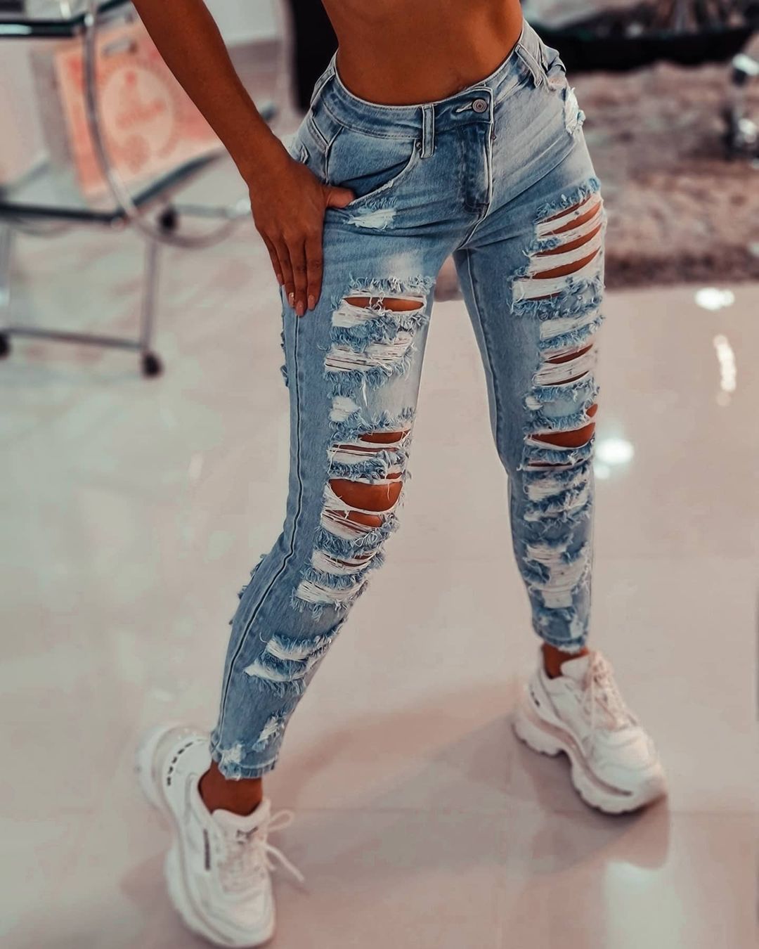 Women’s skinny jeans in distressed look Mune Fashion