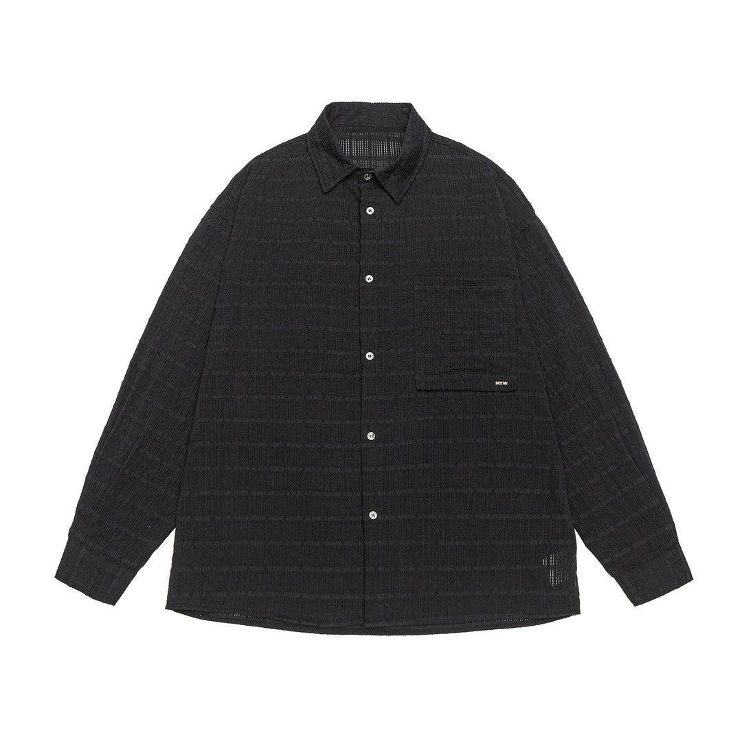 Unisex Textured Oversized Shirt Jacket with Chest Pocket Mune Fashion