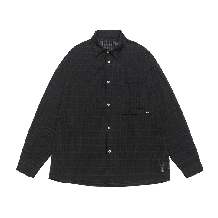 Unisex Textured Oversized Shirt Jacket with Chest Pocket Mune Fashion