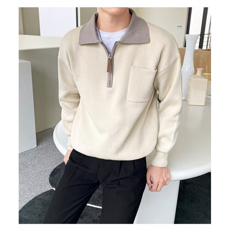 Men's Elegant Sweat Jacket with Stand-Up Collar and Zipper Mune Fashion