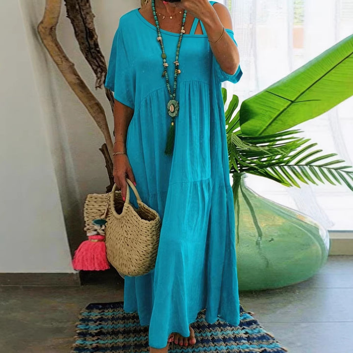 Ladies Maxi Dress with Casual Cut and Asymmetrical Design Mune Fashion