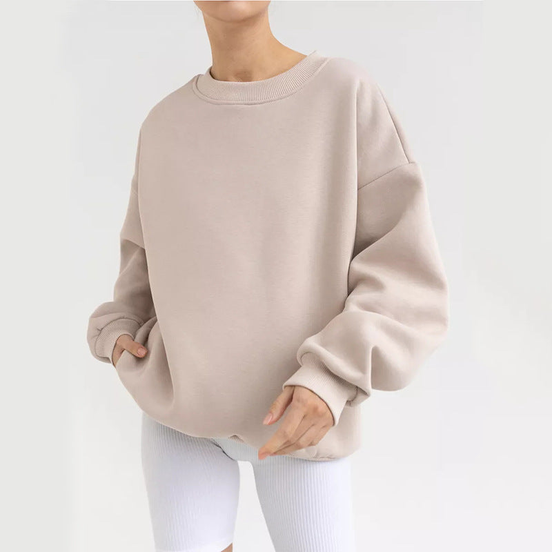Women's oversized sweatshirt with round neckline, French terry inner lining, and dropped shoulder Mune Fashion