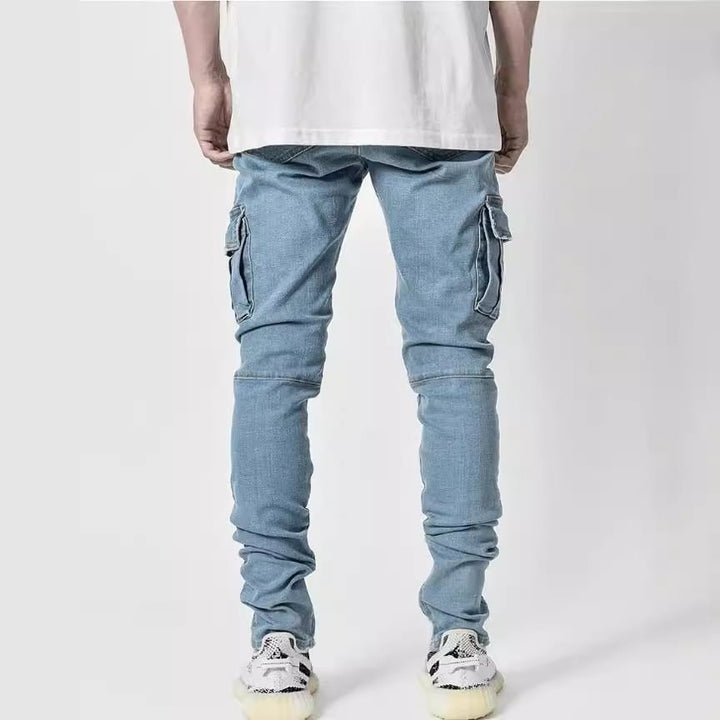 Men's Slim Fit Cargo Jeans with Stretch and Multiple Pockets Mune Fashion