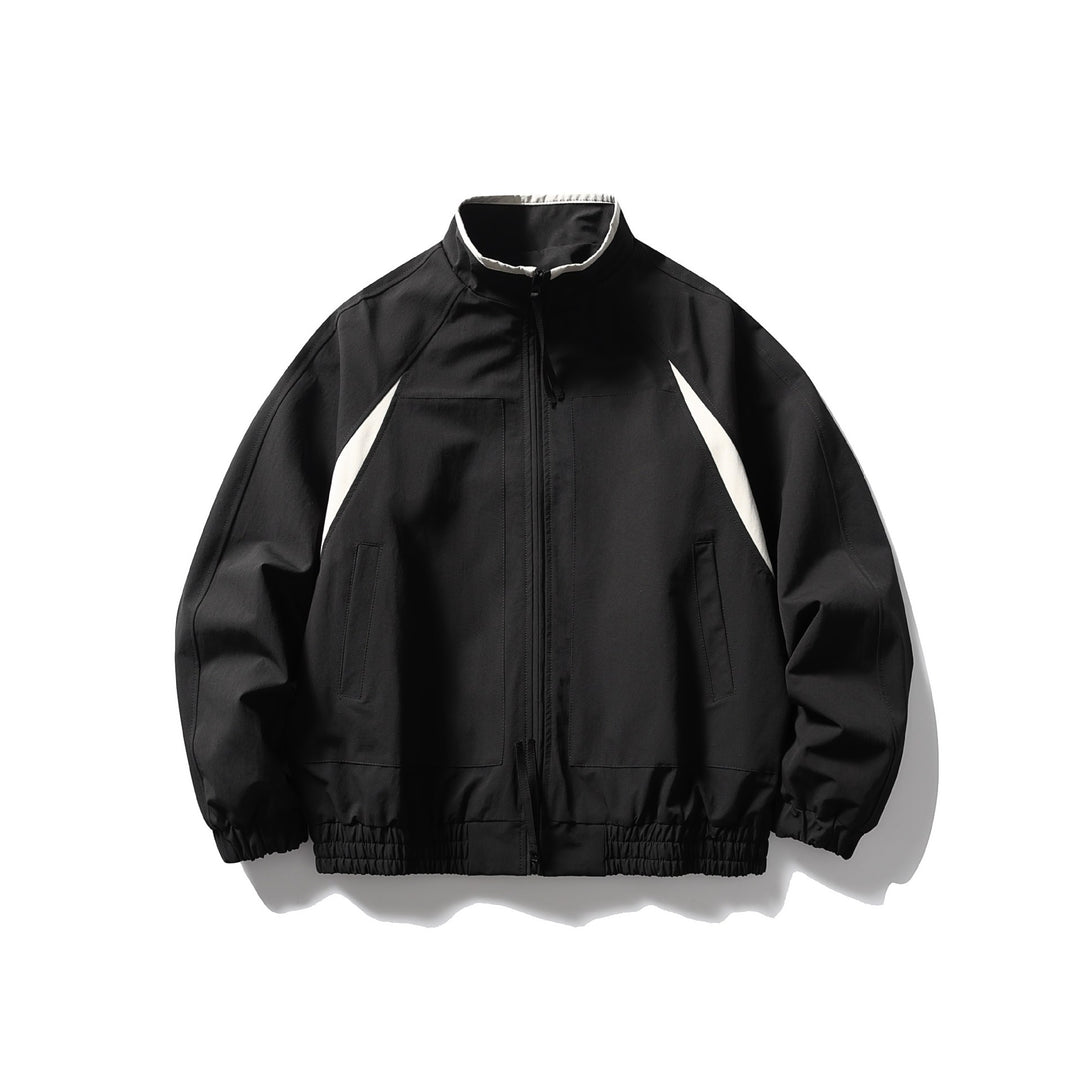 Men's Oversized Bomber Jacket with Stand Collar, Raglan Sleeves, and Elastic Hem Mune Fashion