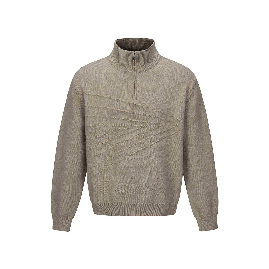 Men's Half-Zip Knit Pullover with Ribbed Collar Mune Fashion