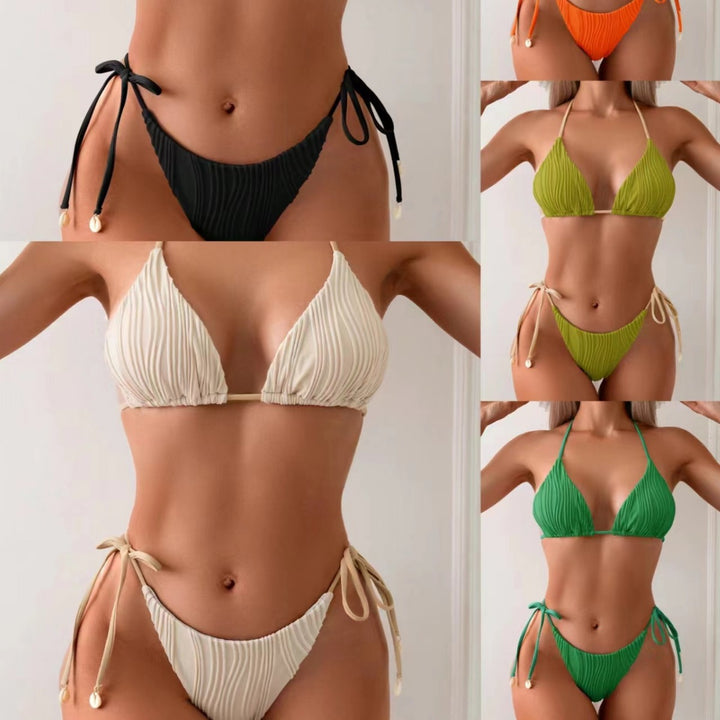 Women Rib Design Bikini with Adjustable Straps Mune Fashion