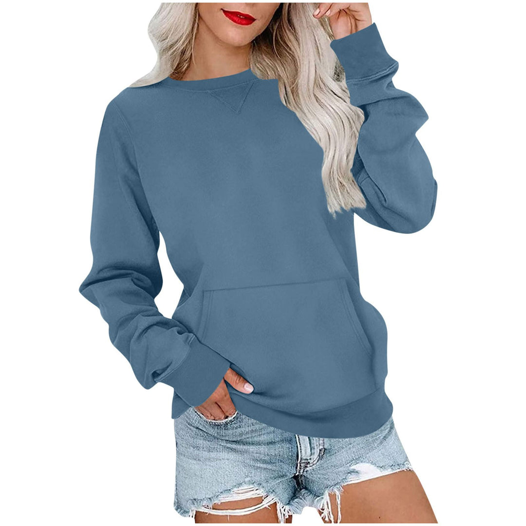 Women's Loose Sweatshirt with Round Neckline and Kangaroo Pocket Mune Fashion