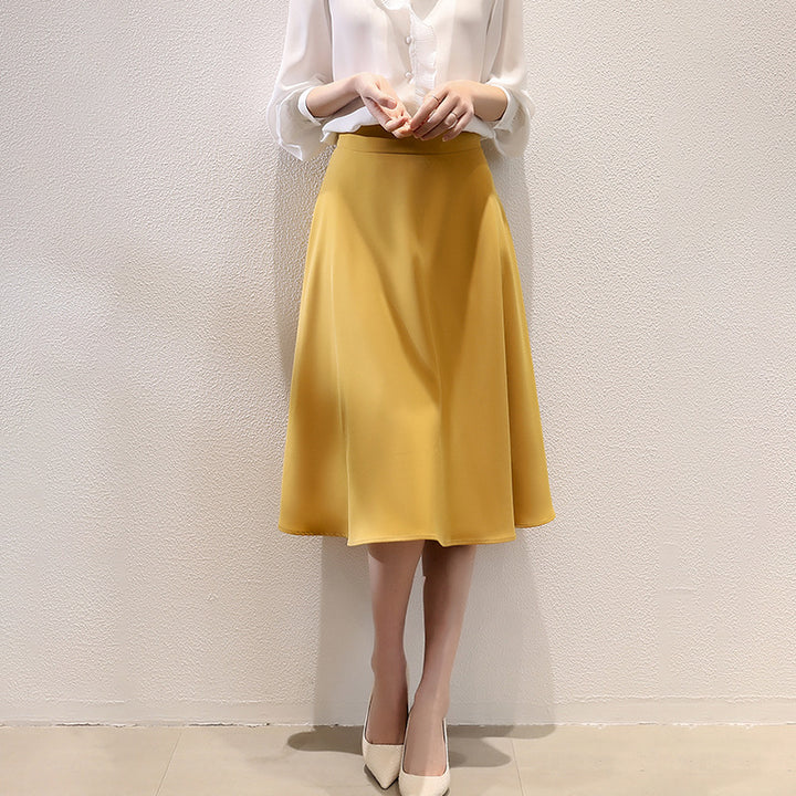 Women Elegant Midi Skirt with Flared Cut Mune Fashion