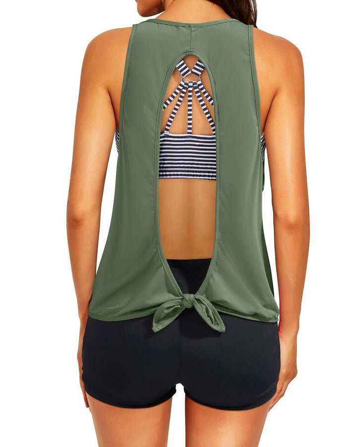 Ladies sporty tankini top with elegant back cut-out Mune Fashion