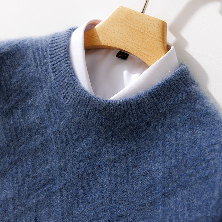 Men's short roll-neck sweater made of merino mix with diagonal diamond structure Mune Fashion