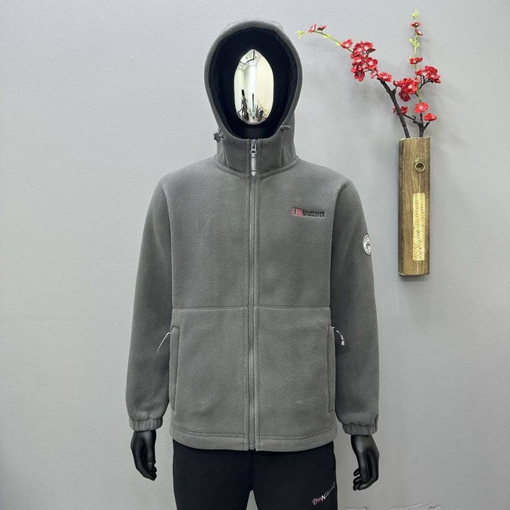 Women's Hooded Fleece Jacket with Ergonomic Stand-Up Collar, Softshell Inner Lining and Zipper Pockets Mune Fashion