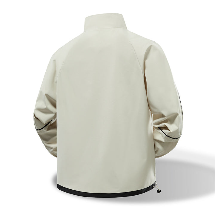 Men's Lightweight Windbreaker Transitional Jacket with Stand Collar, Mesh Lining & Contrast Piping Mune Fashion