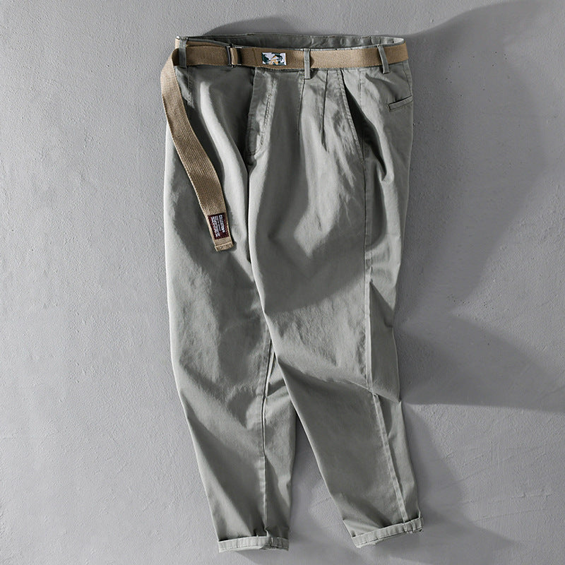 Men's cotton chino with woven belt and tapered leg Mune Fashion